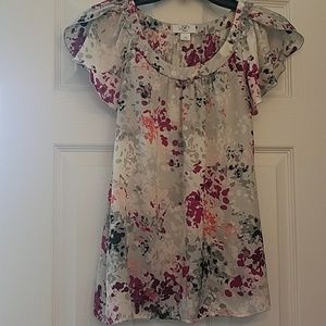 Loft silver printed extra small top